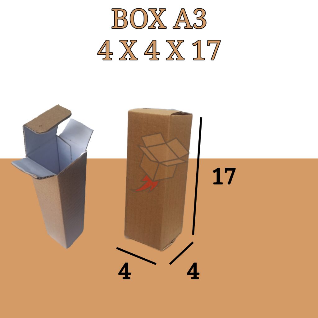 

Kardus Polos Karton Box Coklat DieCut A3 4 X 4 X 17