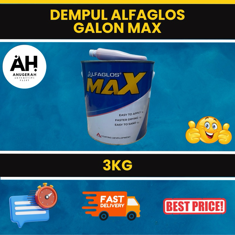 Dempul Alfaglos Max Galon (3KG) + Obat