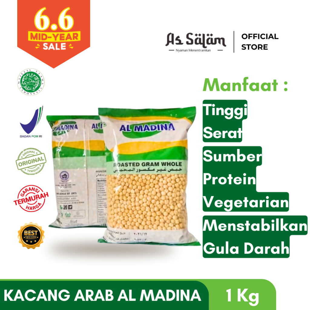 

6.6 Mid Year SALE ! - Kacang Arab Al Madina Tinggi Protein Vegetarian Kualitas Import Terbaik - 1 Kg