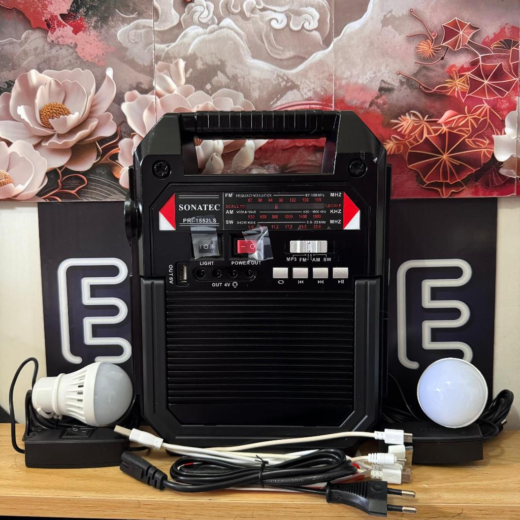 ORIGINAL RADIO SONATEC PRI-1552LS RADIO EMERGENCY SOLAR + SOLAR PANEL + SENTER + USB PLAYER + CARD
