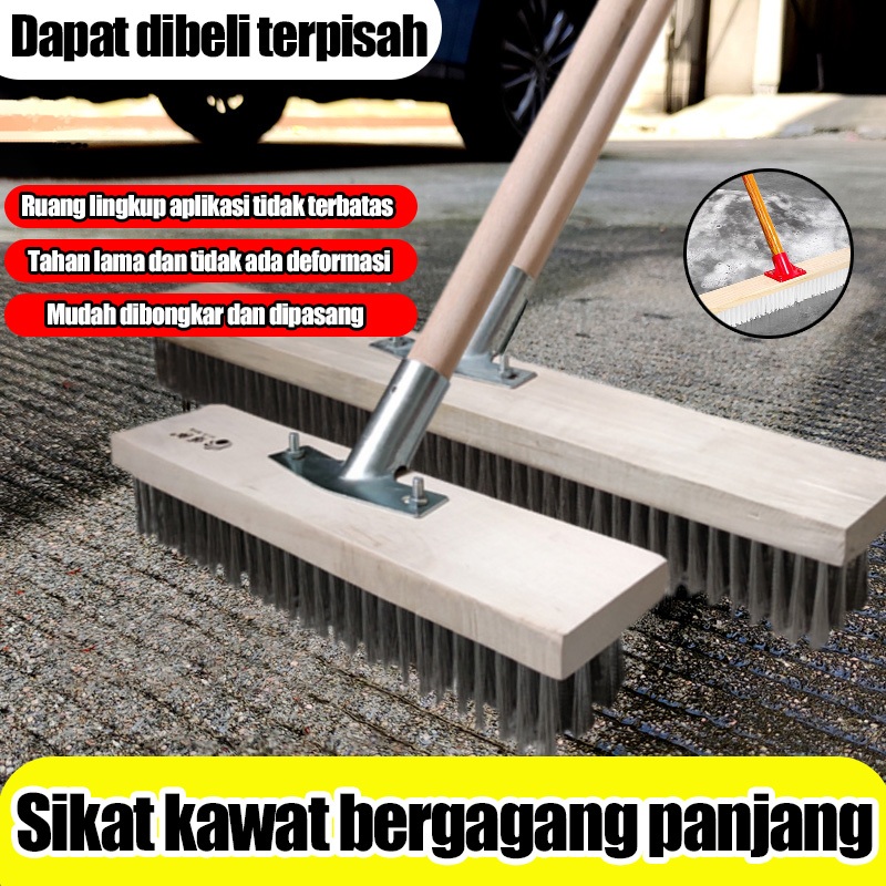 sikat lantai kawat gagang panjang Sikat Gosok Lantai Kawat Baja Tahan Karat dengan Pegangan Bulu Kak