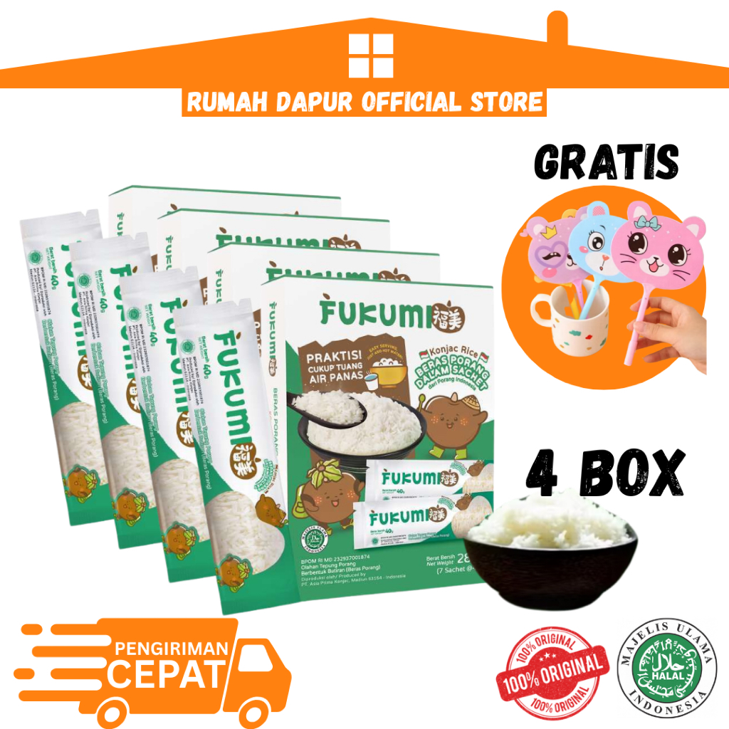 

FUKUMI Beras Porang 4 Box Sachet - Shirataki / Konjac Rice