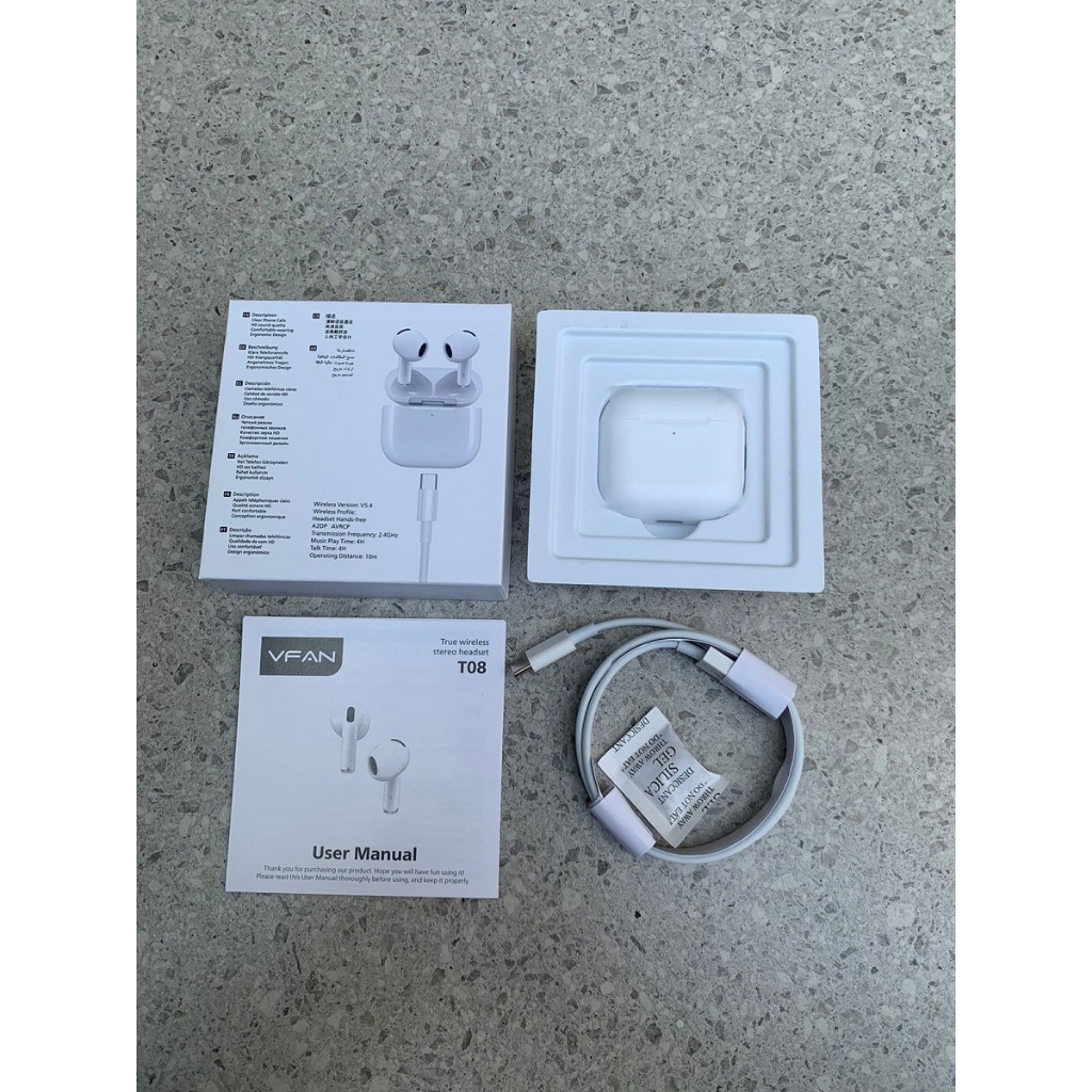 VFAN T08 Earphones Wireless TWS V5.4 Music Play Time: 4 Hours