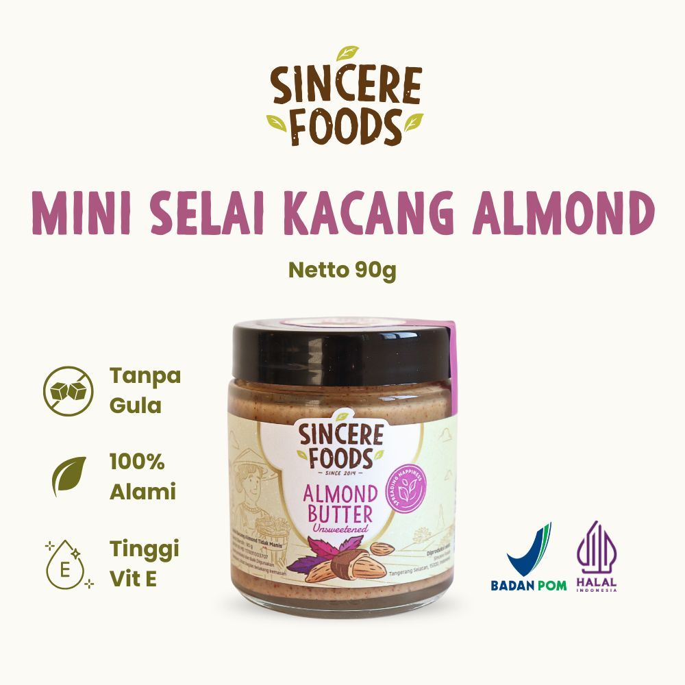 

90g Almond Butter Unsweetened Selai Kacang Almond - Sincere Foods