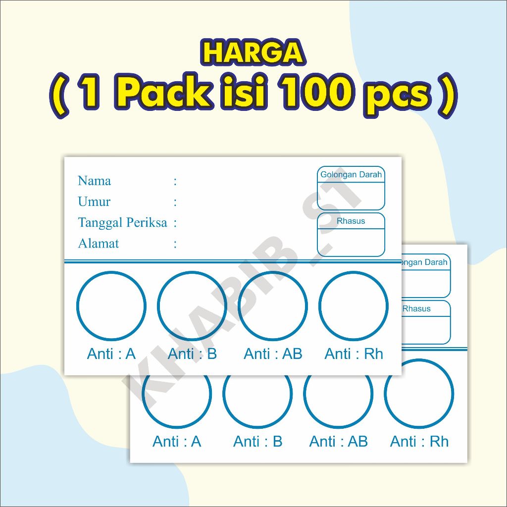 

kartu golongan darah 100 pcs , kartu darah , kartu goldar , kartu tes golongan darah