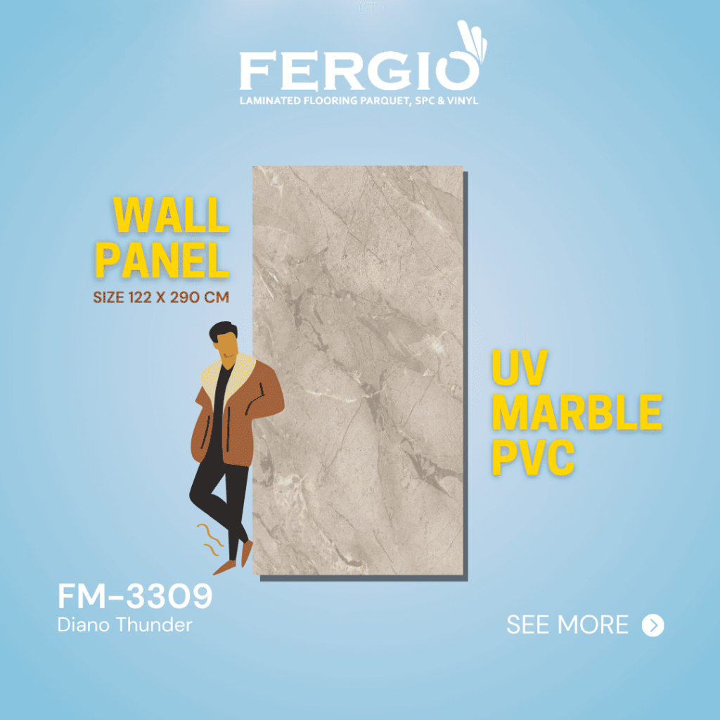FERGIO UV Marble 2D Wall Panel Stone - FM3309 DIANO THUNDER | Tebal 3mm, Ukuran 122cm x 290cm | Wall
