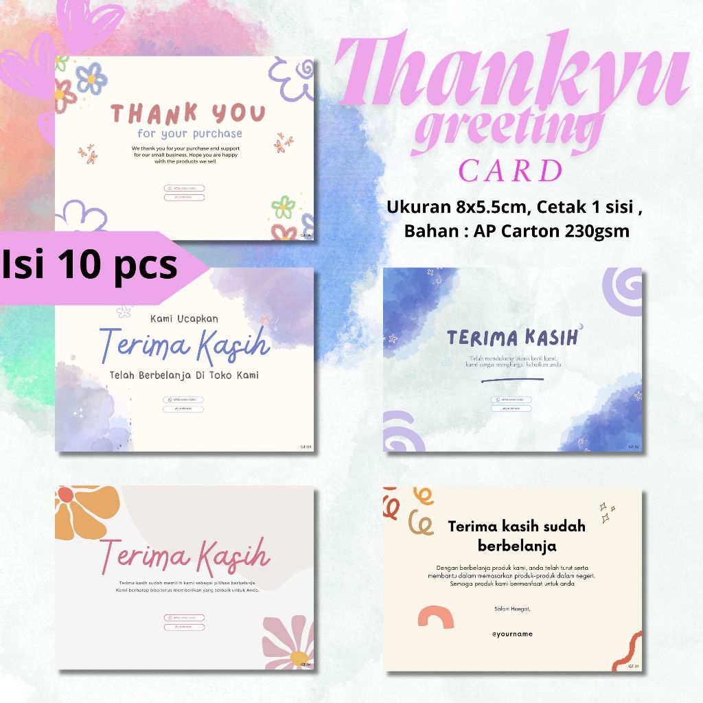 

Kartu Ucapan Olshop / Thank you Greeting Card / Kartu Ucapan Terima Kasih Telah Berbelanja