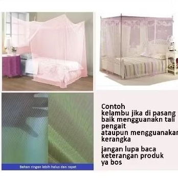 Kelambu Nyamuk PREMIUM  Ukuran JUMBO,  Klambu Kamar Tidur Size Dewasa Motif Polos