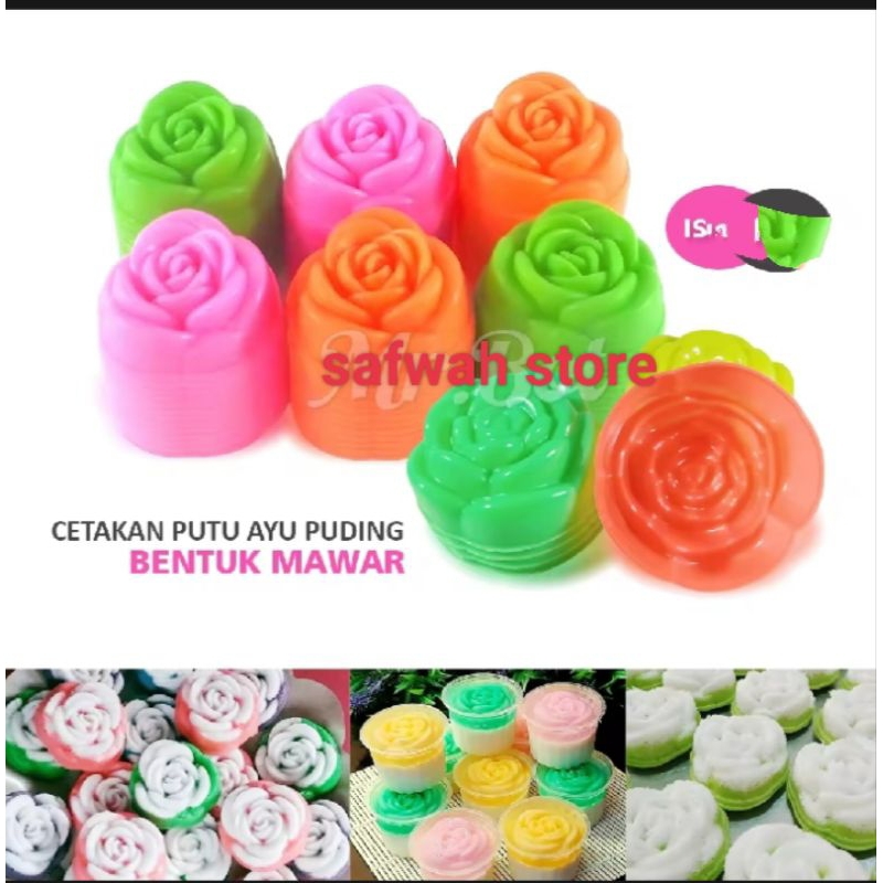 36 pcs cetakan putu ayu motif mawar cetakan puding mini motif mawar cetakan ager