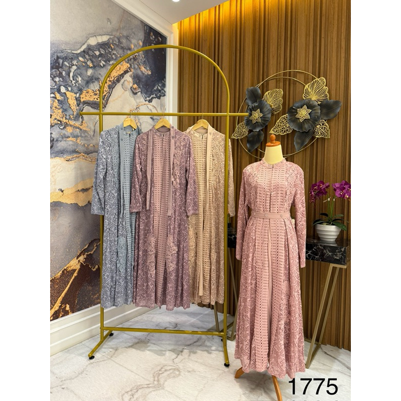 Gamis Brokat 1175 / Gamis Premium / Gamis Murah / Gamis Busui /XL dan XXL / Resleting depan