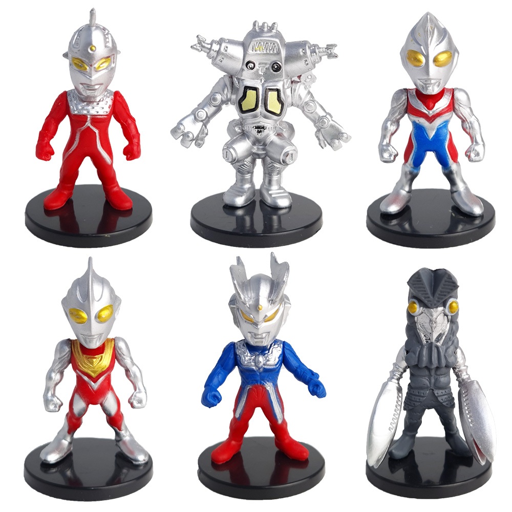 Satu Set Mainan Figure Ultraman Topper Kue Ultraman Taro Ultraman Seven Chibi
