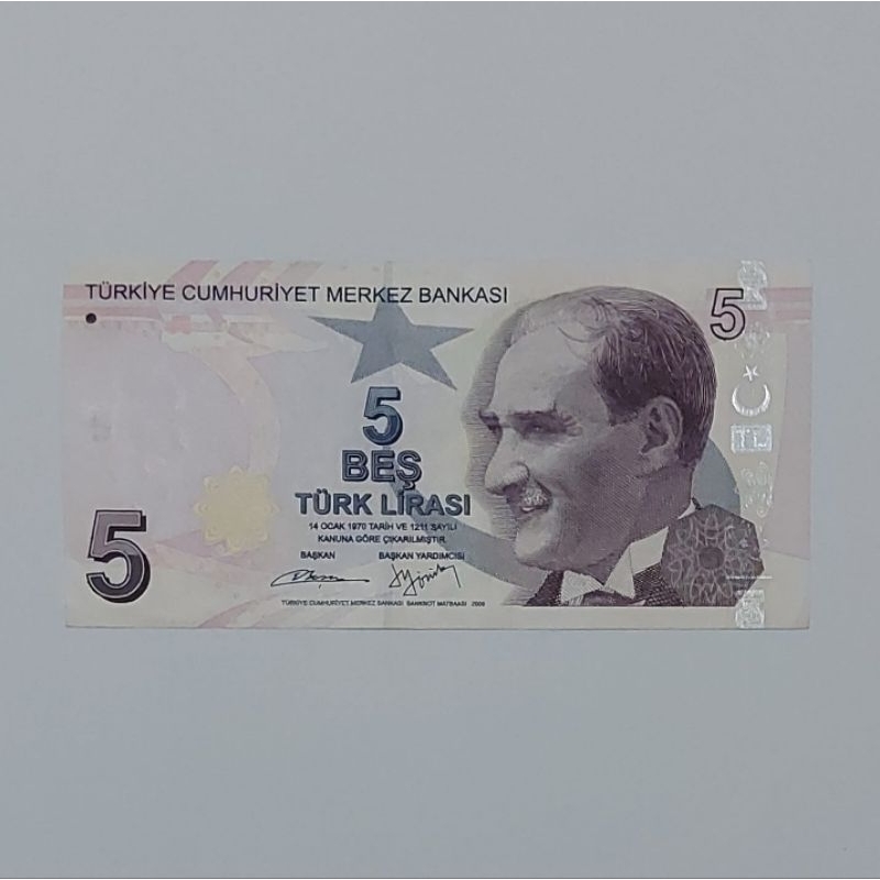 Uang Asing Turki Lira Pecahan 5 Lira
