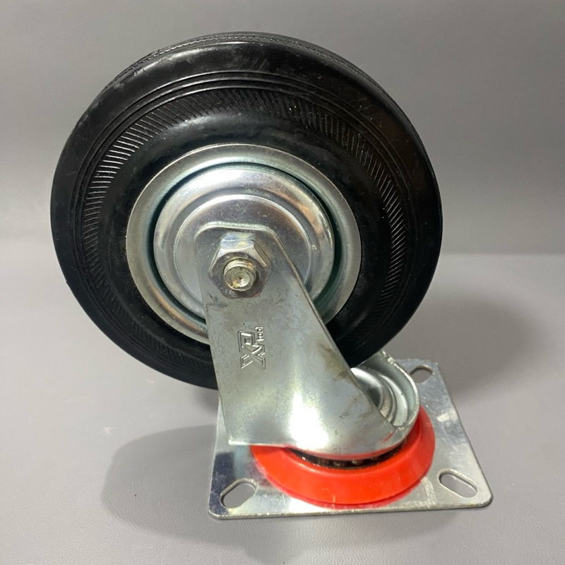 roda troli karet 5” inch hidup - roda etalase 5inch hidup - roda grobak karet hitam