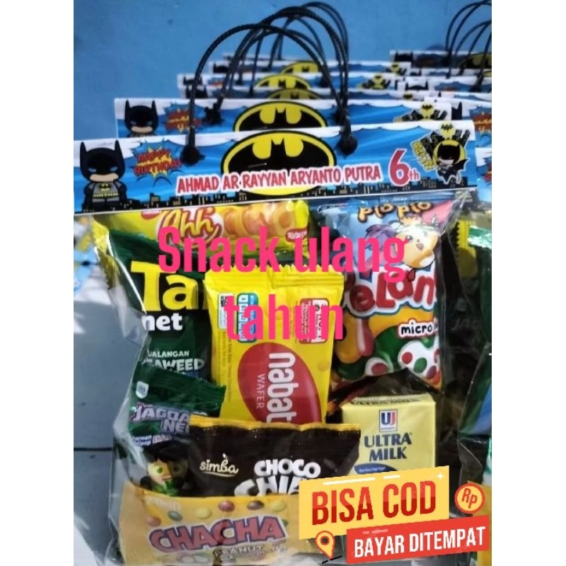 

Paket 10 bungkus snack ulang tahun