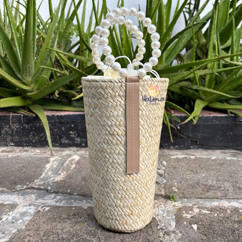 Tas hampers/Souvenir Kerucut Mutiara Anyaman Pandan Natural etnik Unik