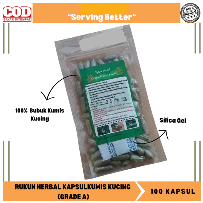 

Kapsul Kumis Kucing Isi 100 Kapsul / Bermanfaat untuk kesehatan saluran kemih, ginjal, dan membantu menurunkan kadar asam urat dalam tubuh.