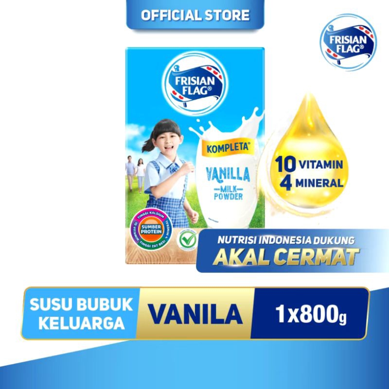 

Frisian Flag Susu Bubuk Keluarga Kompleta 800 gr / Vanilla - Full Cream - Cokelat
