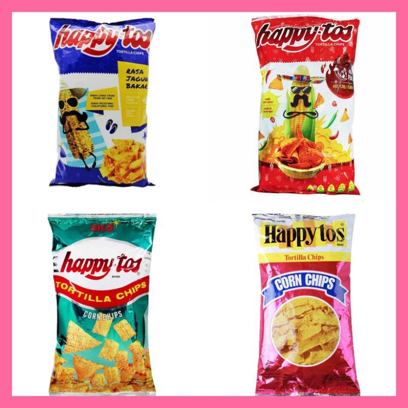 happy tos keripik Snack corn tortilla chips jagung bakar 140gr