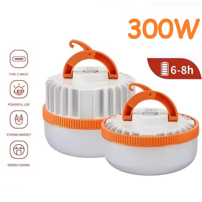 Lampu Senter Emergency Gantung LED Cahaya PUTIH Terang Camping Lamp USB Recharge Isi ulang Type C Lampu Camping Jualan Portable Kecil Dagang Event Bazzar Outdoor Darurat Bakpao The Night Market Street Vendor Artifact Magnet Tahan Air IPX6 300W Lithium