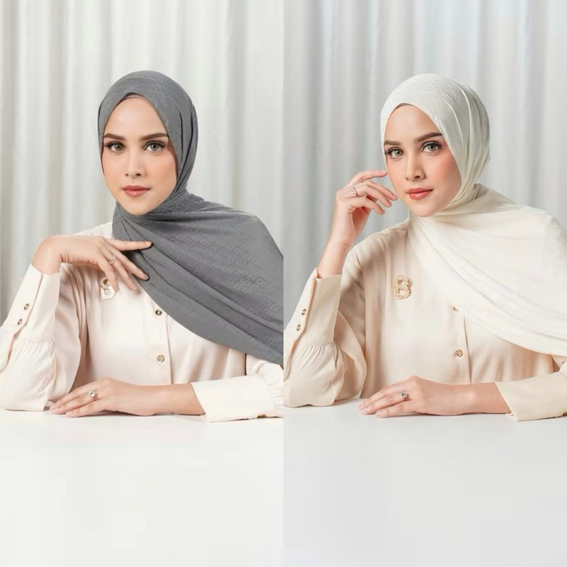 Buttonscarves-Tapis Satin Jacquard Shawl - Pristine-Charcoal Gray