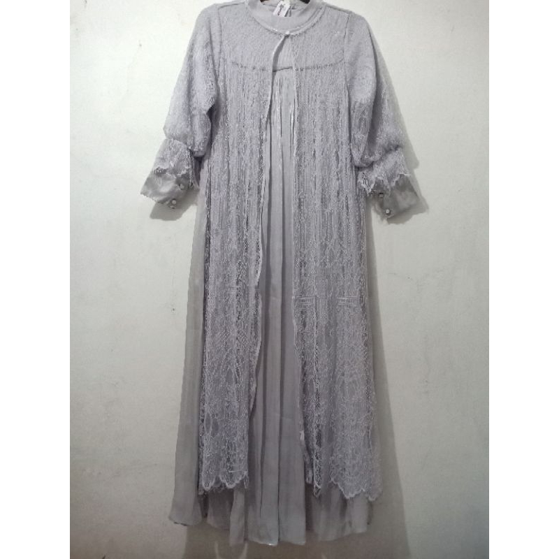 Preloved Dress Brukat Silver/Abu