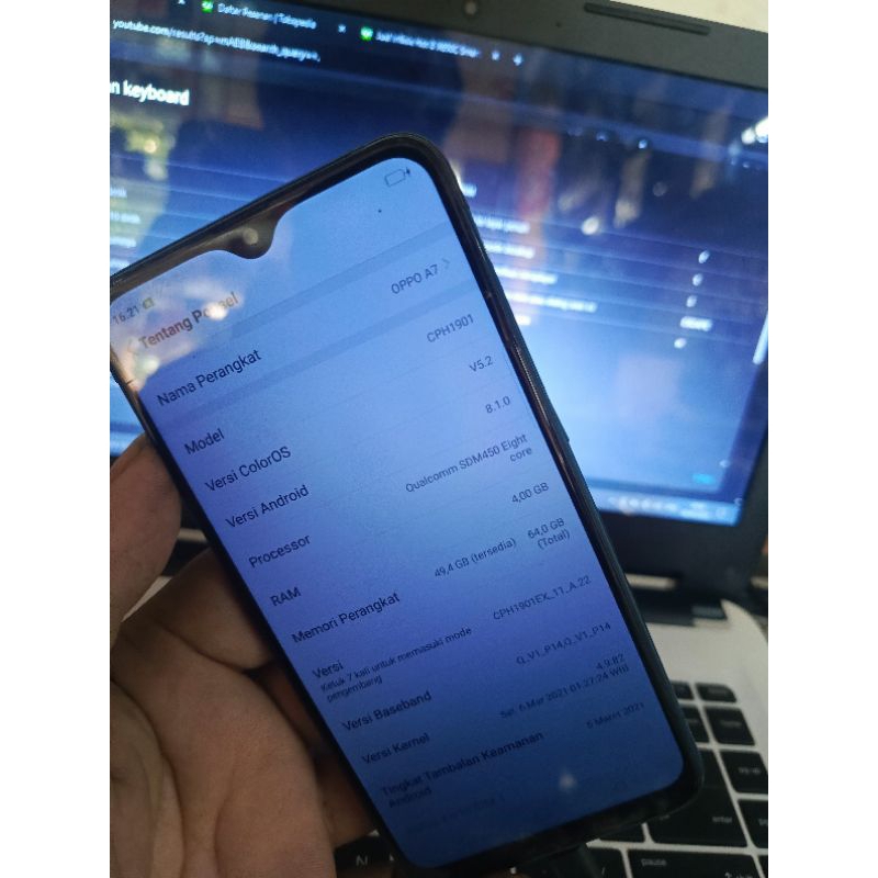 oppo a7 ram 4/64 minus sinyal off wifi hidup mesin original bukan republish