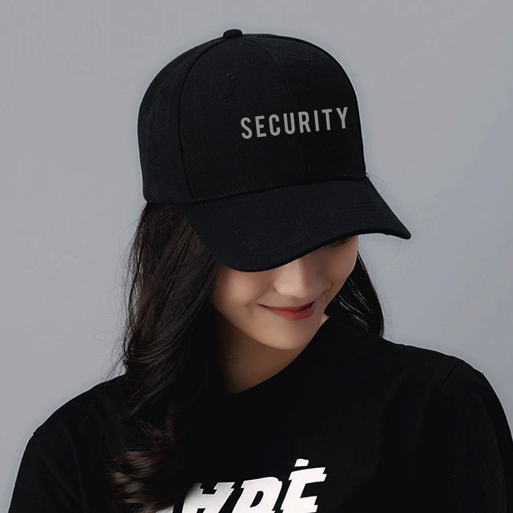 Topi Korea style Security Hitam Keren Terbaru Bordir bukan sablon