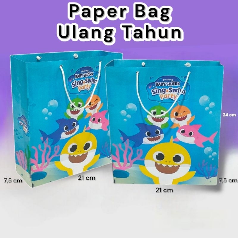 

Paper Bag Baby Shark Isi 12 pcs (Bisa custom gambar/nama toko)