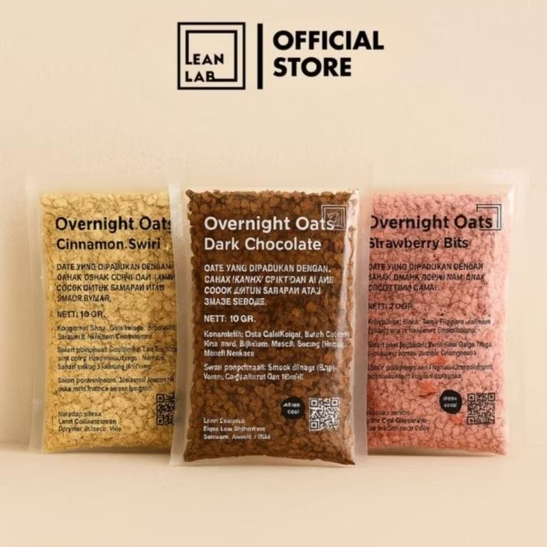 

LEAN LAB OVERNIGHT OATS TRIPLE MIX 70GR X 3 (CHOCOLATE, CINNAMON, STRAWBERRY)