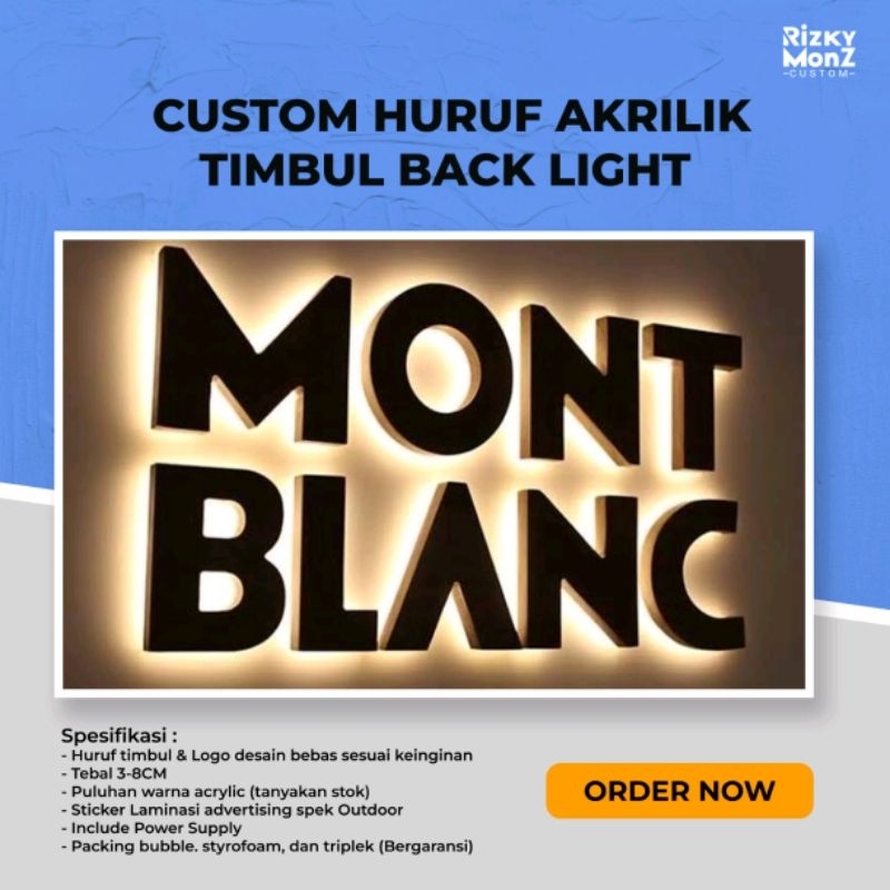 Custom Huruf akrilik backlight| Bebas Request Font Dan Desain| Papan Nama Usaha| Huruf Lampu|Custom 