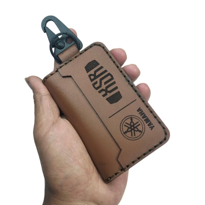 Dompet Stnk Motor Yamaha XSR Kulit Asli Tebal Kokoh Kuat Free Nama Logo Gantungan Sarung Casing Kunc