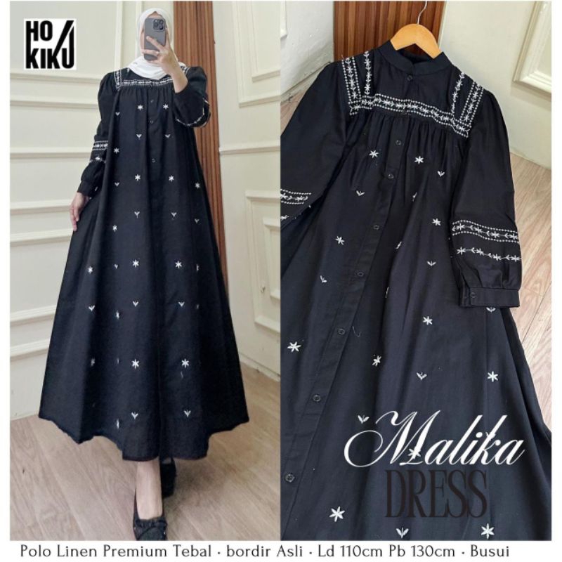 MALIKA DRESS Linen premium bordir asli