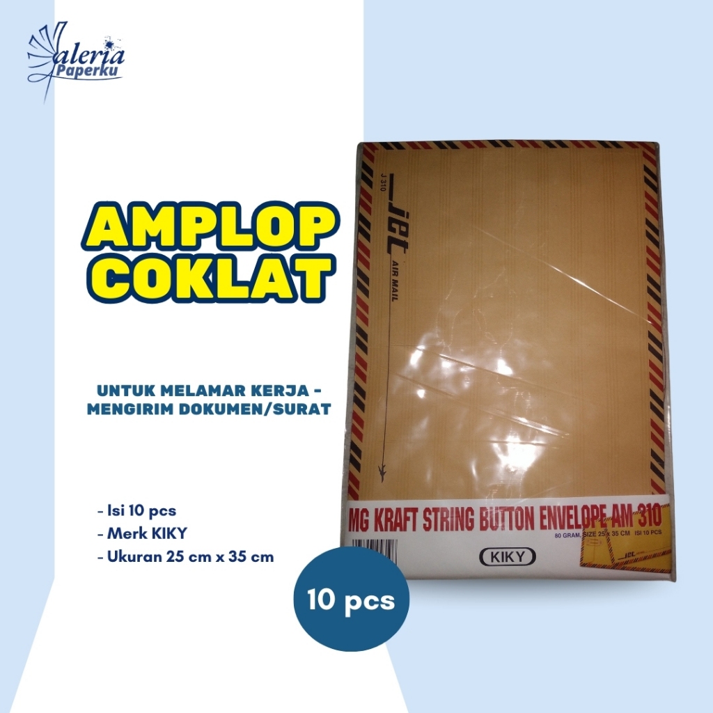 

1 PACK (ISI 10 PCS) AMPLOP COKLAT TALI 310 KIKY | AMPLOP FOLIO | AMPLOP LAMARAN KERJA | AMPLOP KIRIM SURAT