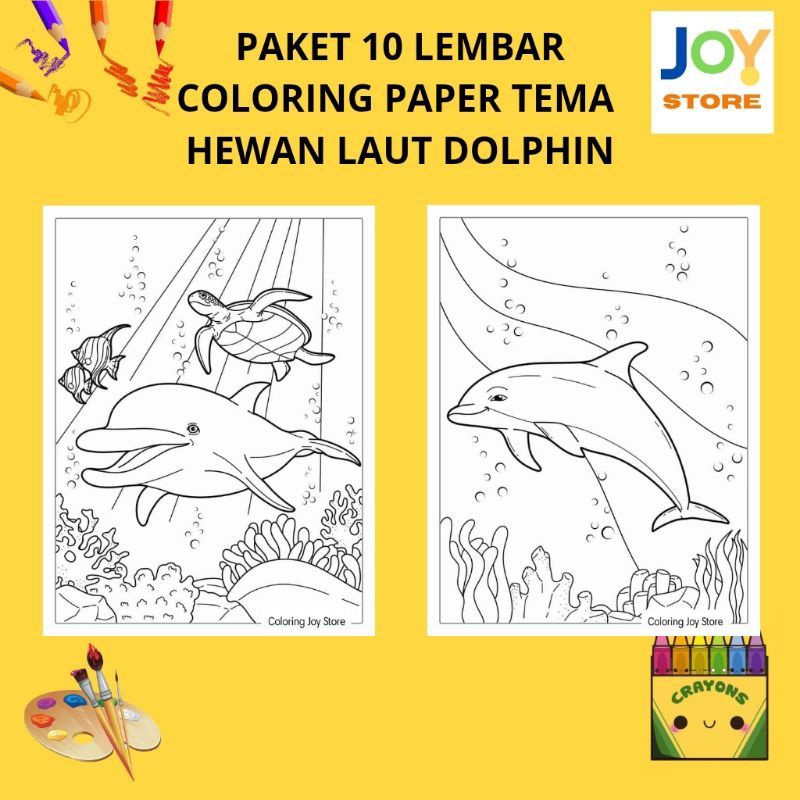 

PAKET 10 Lembar Kertas Gambar Mewarnai Tema Hewan Laut Dolphin Lumba Lumba Ukuran A4 150 gsm - Coloring Paper 079