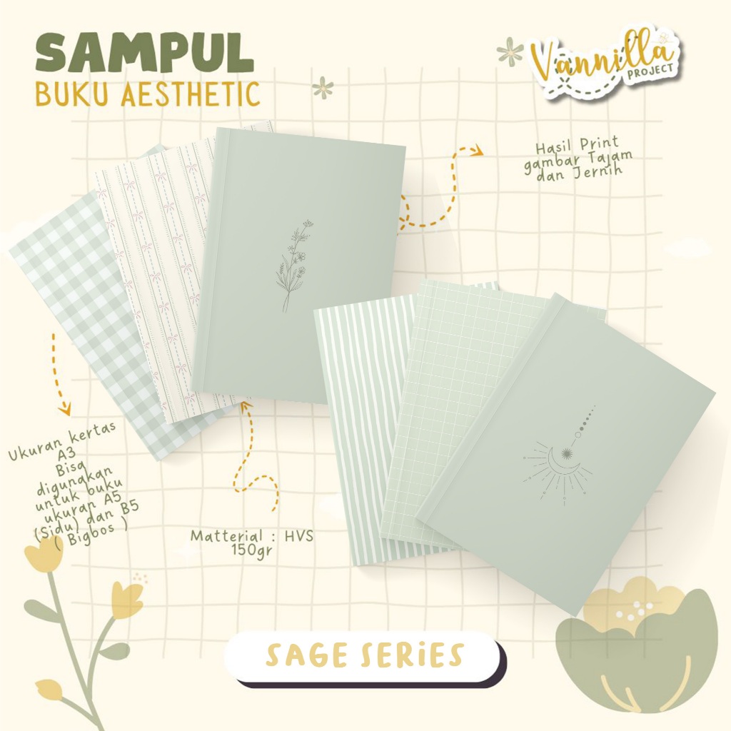 

6 LEMBAR SAMPUL BUKU AESTHETIC WARNA SAGE