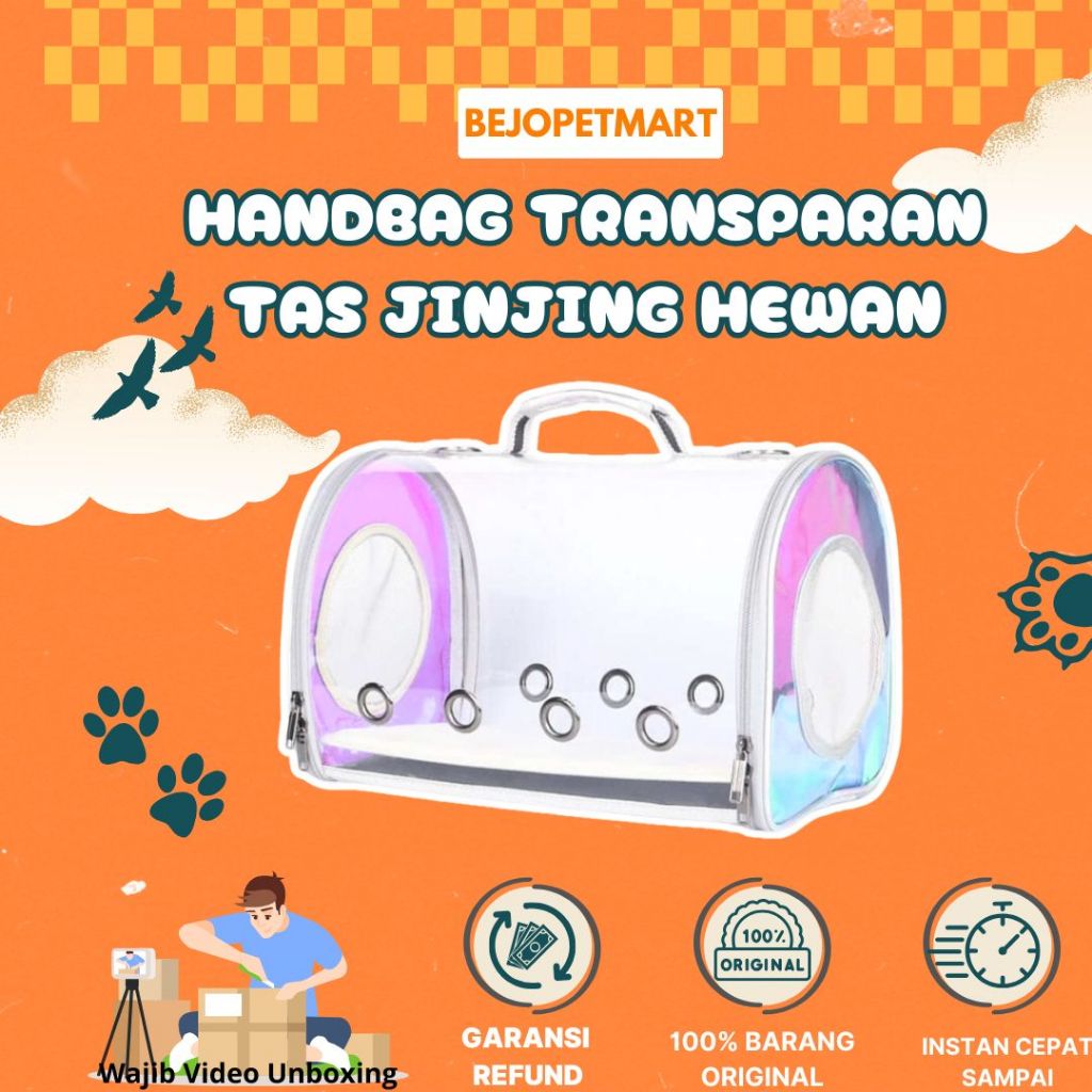 Handbag Transparan/ Tas Hewan Kapsul Transparan Tas Jinjing Kucing Anjing Tas Jalan Jalan