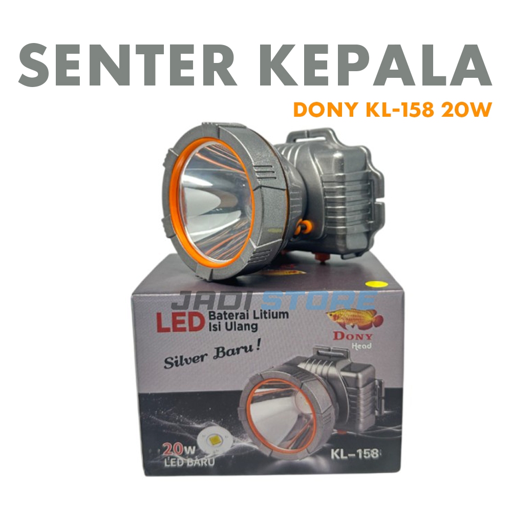 DONY KL-158 Senter Kepala Head Lamp Light Dony KL-158 KL158 KL 158 LED Original Silver 20W Rechargea