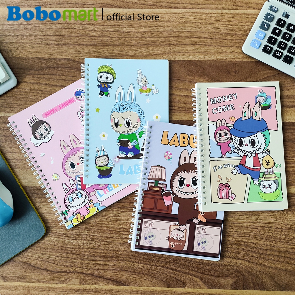 

BOBOMART Buku Tulis Catatan Bergaris Spiral Ruled Notebook Labubu A5 60 Lembar ZXB-A5-2282