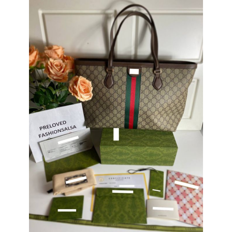 Preloved 2023 Ophidia Medium Tote Bag In Beige GG Canvas