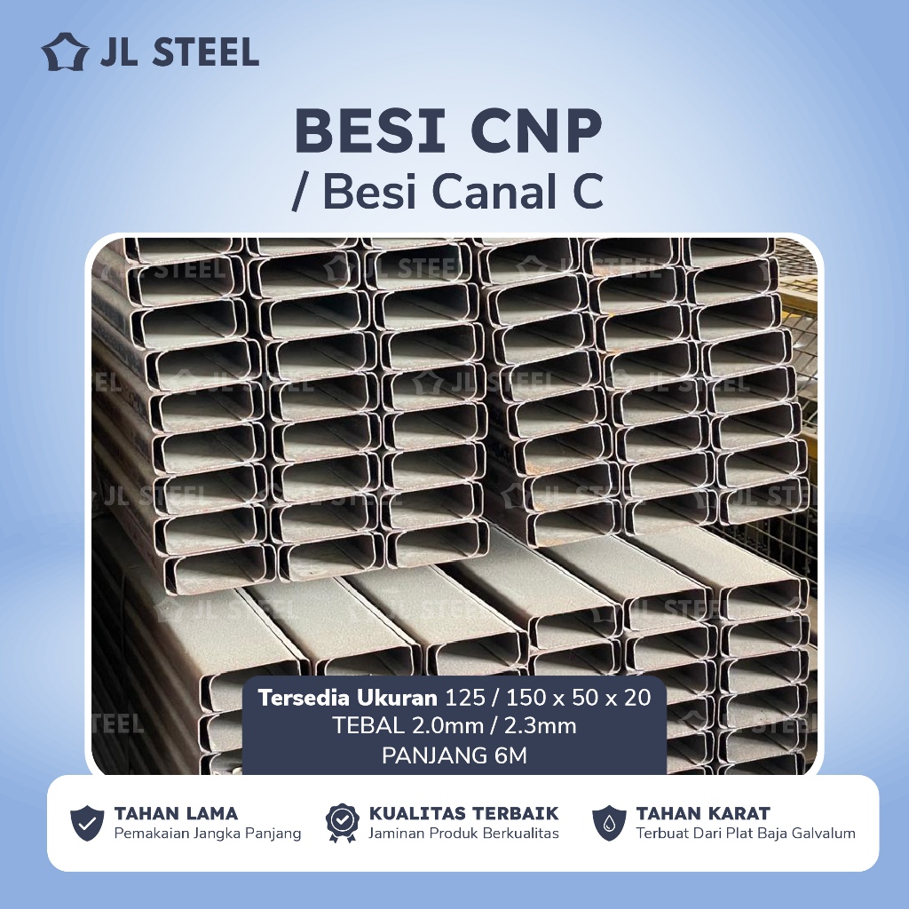 JLSTEEL Besi CNP 150x50x20 Baja Ringan Canal C (2 mm)