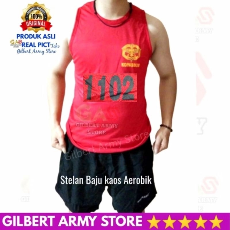 GILBERT ARMY STORE Promo Paket Murah Baju Kaos+celana Stelan Aerobik Logo Kopasus Kopassus Komando M