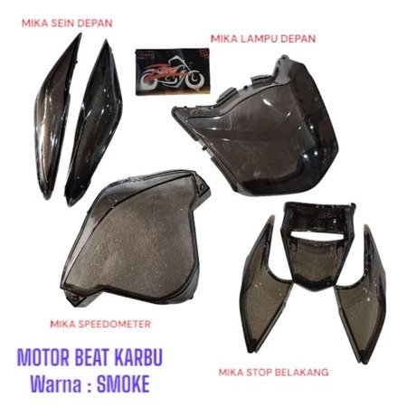 COD MIKA KACA LAMPU DEPAN + MIKA SEIN + MIKA SPEEDOMETER BEAT KARBU 1 SET SMOKE RIBEN ZORO
