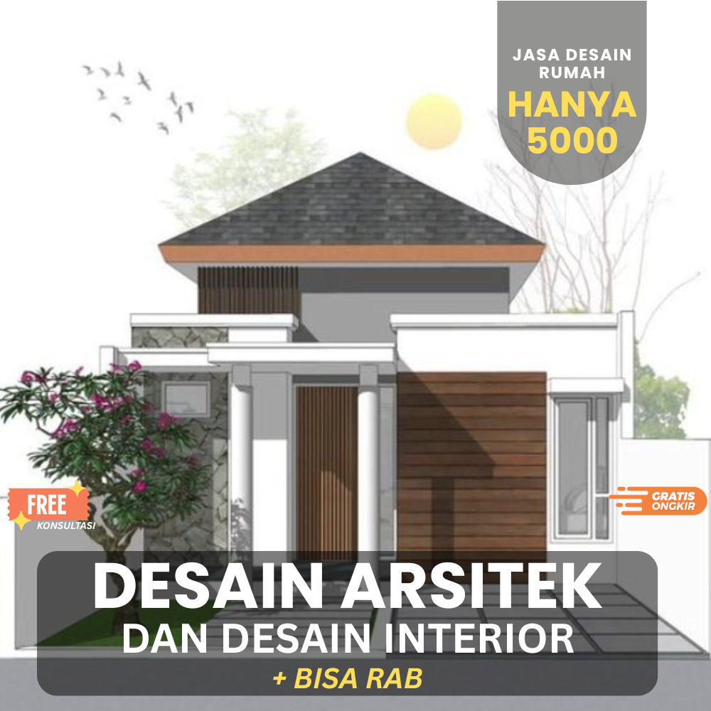 Jasa Desain rumah 3D dan RAB struktur eksterior interior Denah