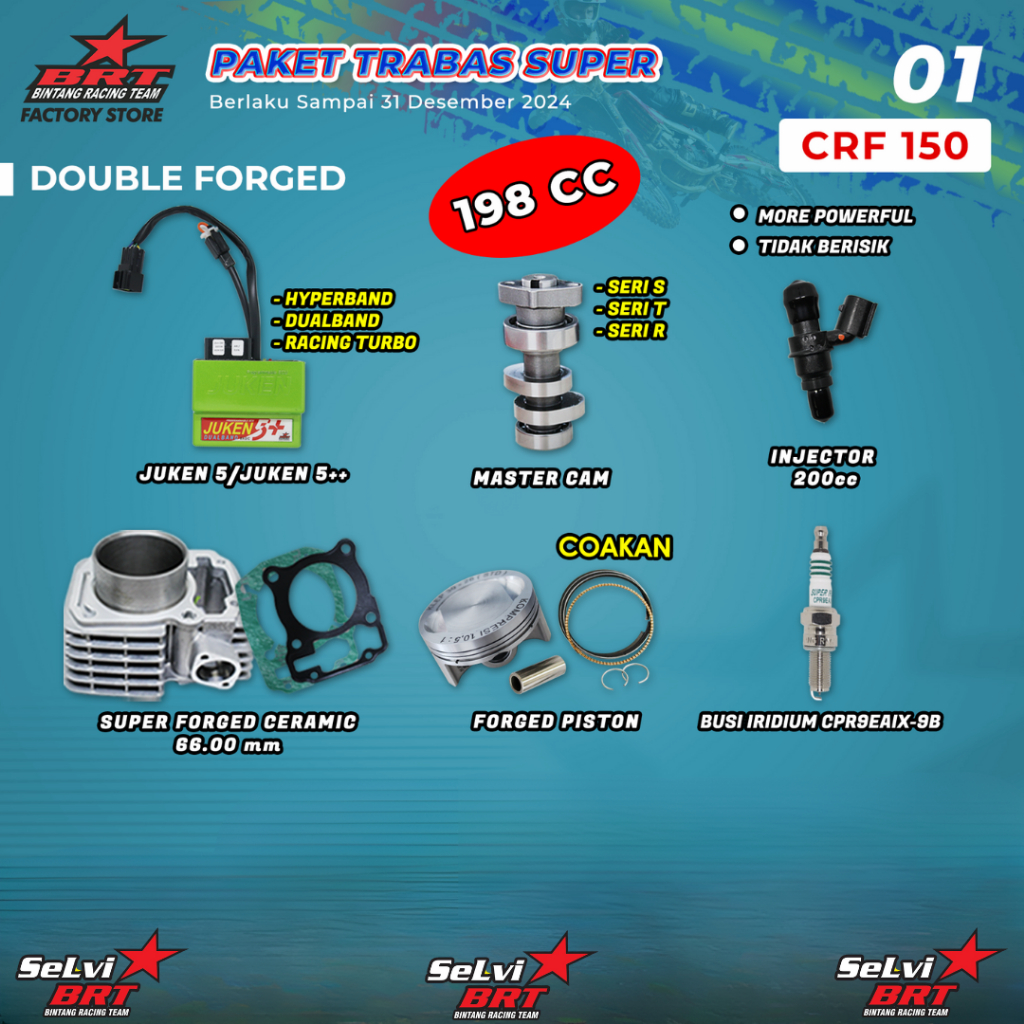 PAKET TRABAS BRT BLOK CERAMIC SET PISTON 66.00MM ECU JUKEN 5++ MASTER CAM NOKEN AS INJECTOR BUSI IRI