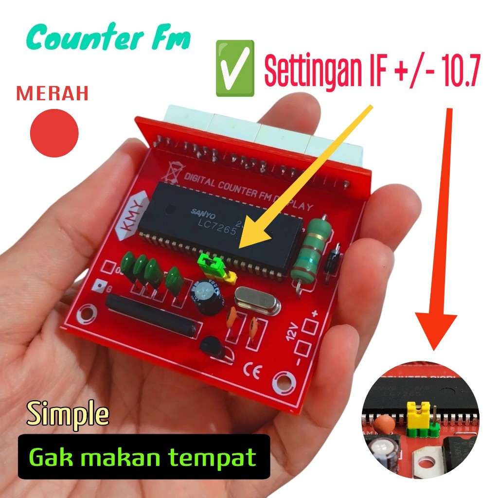 Frequency Counter FM Digital Display 4 Digit - Merah