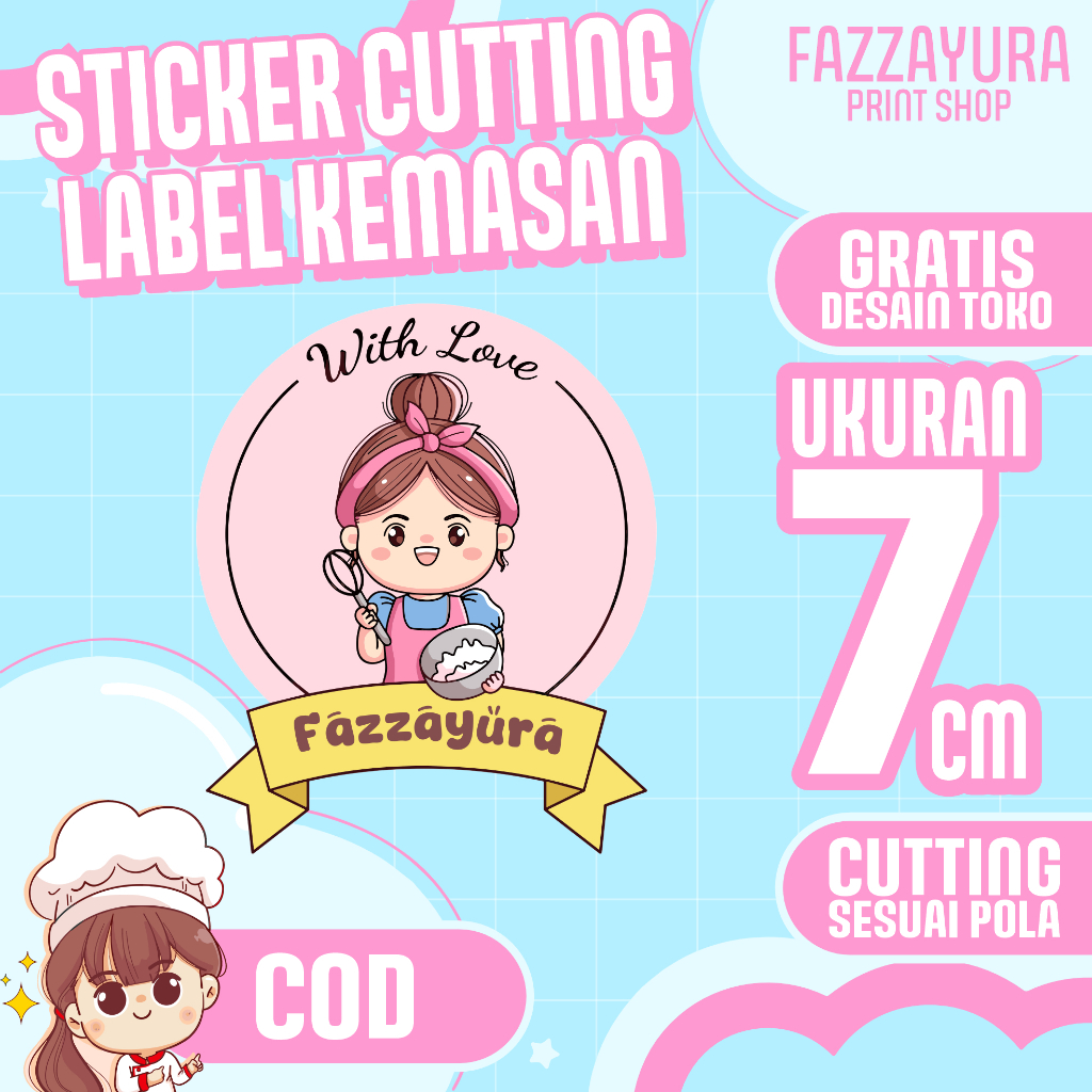 

[ 1 HARI JADI FILE SIAP CETAK ] Sticker label kemasan cutting a3+ | ukuran 7 x7 cm