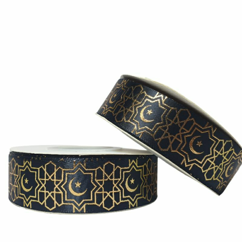

1 ROLL - 18 METER | PITA HAMPERS BINGKISAN MOTIF EID MUBARAK DENGAN LEBAR 2,5 CM / PITA BINGKISAN HARI RAYA / PITA PARCEL IDUL FITRI MOTIF EID MUBARAK RAMADHAN 1 ROLL