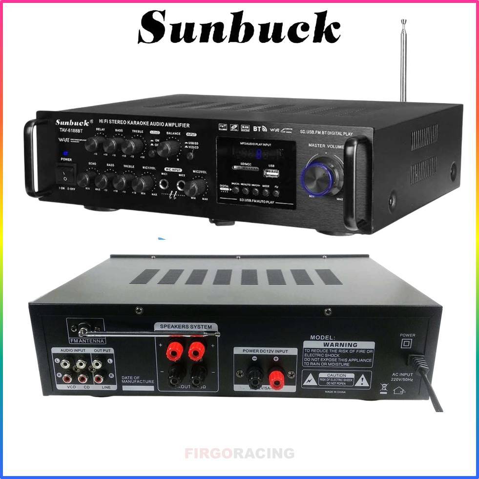 Sunbuck Bluetooth EQ Audio Amplifier Home Theater FM 2000W - TAV-6188BT