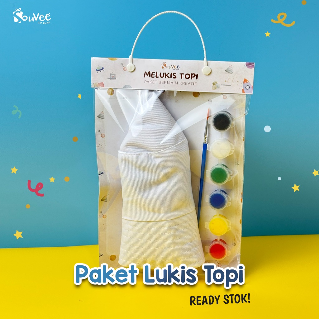 

SOUVEE - Paket Lukis Topi | Bucket Hat Painting Kit | Set Paket Mewarnai Topi Untuk Souvenir Ulang Tahun