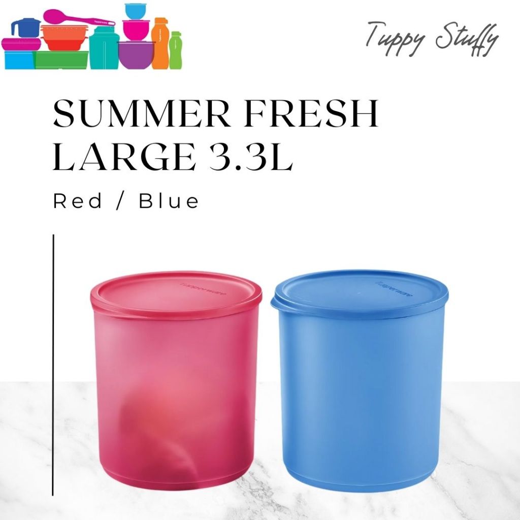 Tupperware Summer Fresh Large 3.3L (2)-Red, Blue | Toples ori tupperware / toples set 3L tupperware